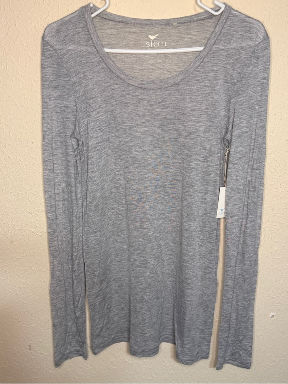 stem Scoop Neck Long Sleeve Tee Light Heather Flawed High Quality Modal Basic XS